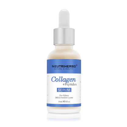 Neutriherbs Collagen + Peptides Serum 30 ml mit Kollagen und Peptiden. Straffendes Gesichtsserum, das die Elastizität der Haut verbessert, intensiv Feuchtigkeit spendet und hilft, feine Linien und Altersanzeichen zu mindern.