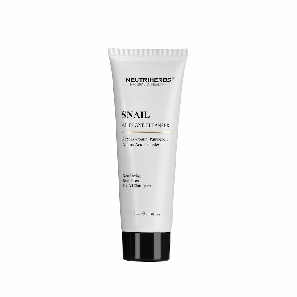 Neutriherbs Snail All In One Cleanser 115 ml – sanfte Gesichtsreinigung mit Schneckenextrakt, Alpha-Arbutin und Panthenol für alle Hauttypen.