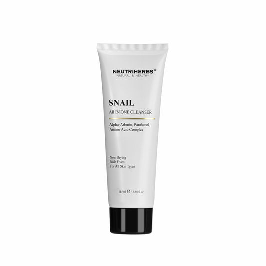 Neutriherbs Snail All In One Cleanser 115 ml – sanfte Gesichtsreinigung mit Schneckenextrakt, Alpha-Arbutin und Panthenol für alle Hauttypen.